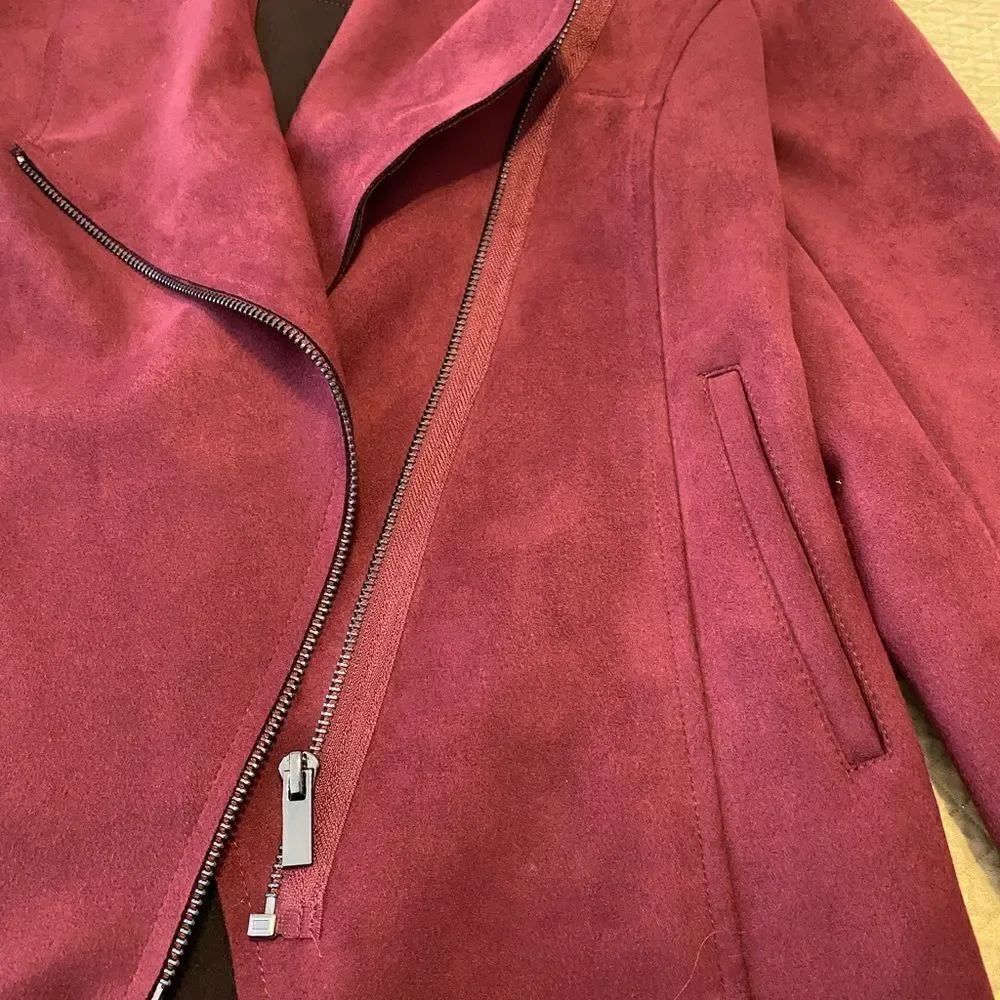 💼Like New KUT Wine Carina Moto Jacket, Asymmetrical Zipper side slash po… - Picture 6 of 13